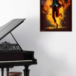 Blond Figure in Golden Flames metal wall art print, view 5