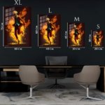 Blond Figure in Golden Flames metal wall art print, view 6