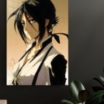 Shadowed Black-Haired Warrior Portrait metal wall art print, view 4