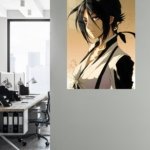 Shadowed Black-Haired Warrior Portrait metal wall art print, view 5