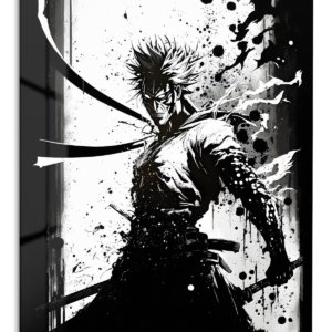Ink Shadow Swordsman metal wall art print