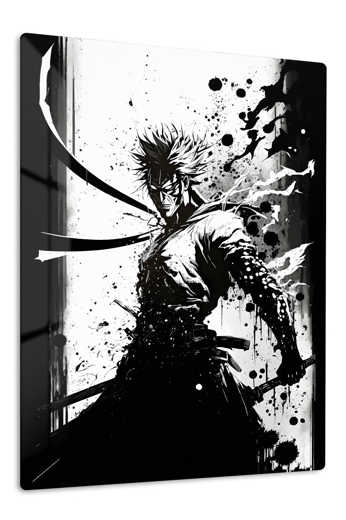 Ink Shadow Swordsman metal wall art print