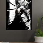 Ink Shadow Swordsman metal wall art print, view 4