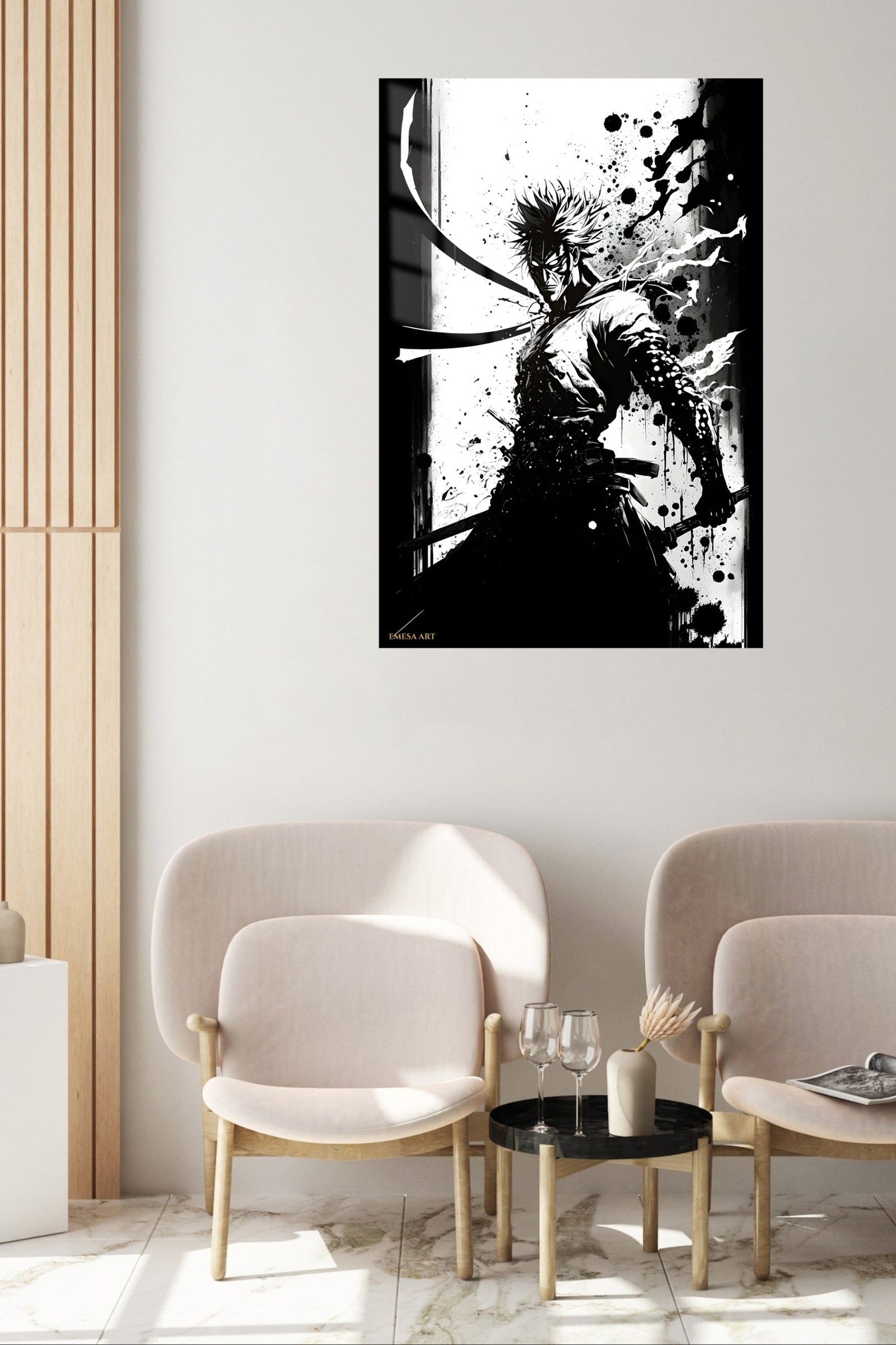 Ink Shadow Swordsman metal wall art print, view 5