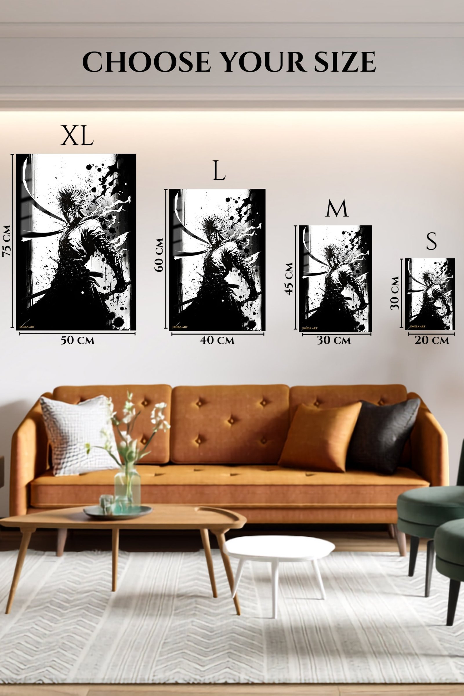 Ink Shadow Swordsman metal wall art print, view 6