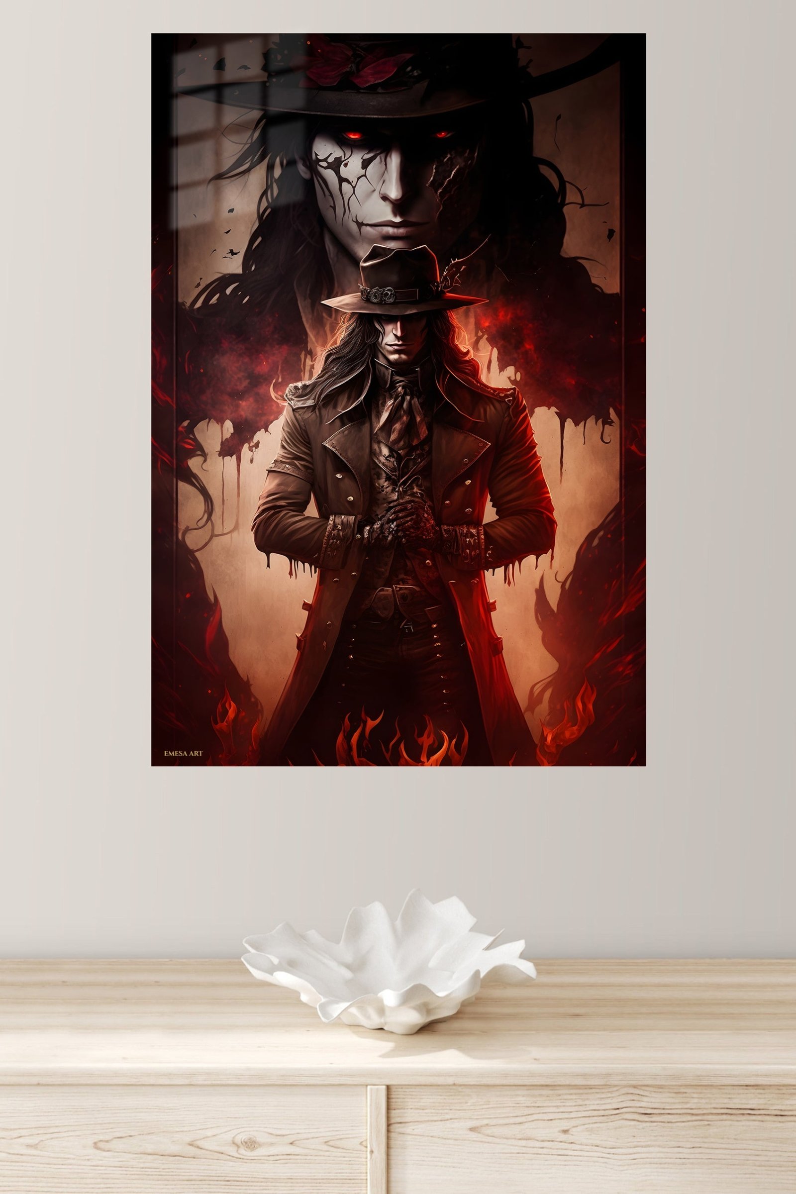 Crimson-Eyed Gothic Hunter metal wall art print, view 4