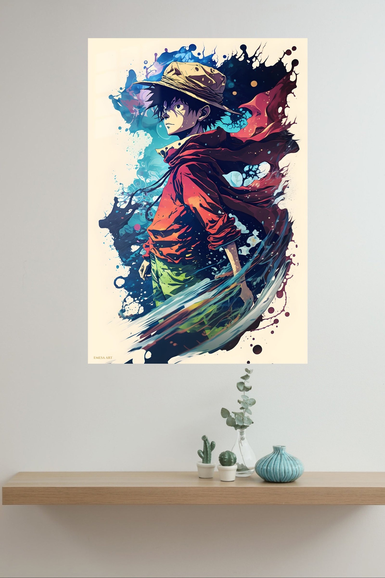 Straw Hat Adventurer in Crimson Cloak metal wall art print, view 4