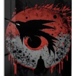 Crimson Moon Raven metal wall art print