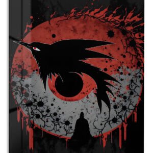 Crimson Moon Raven metal wall art print