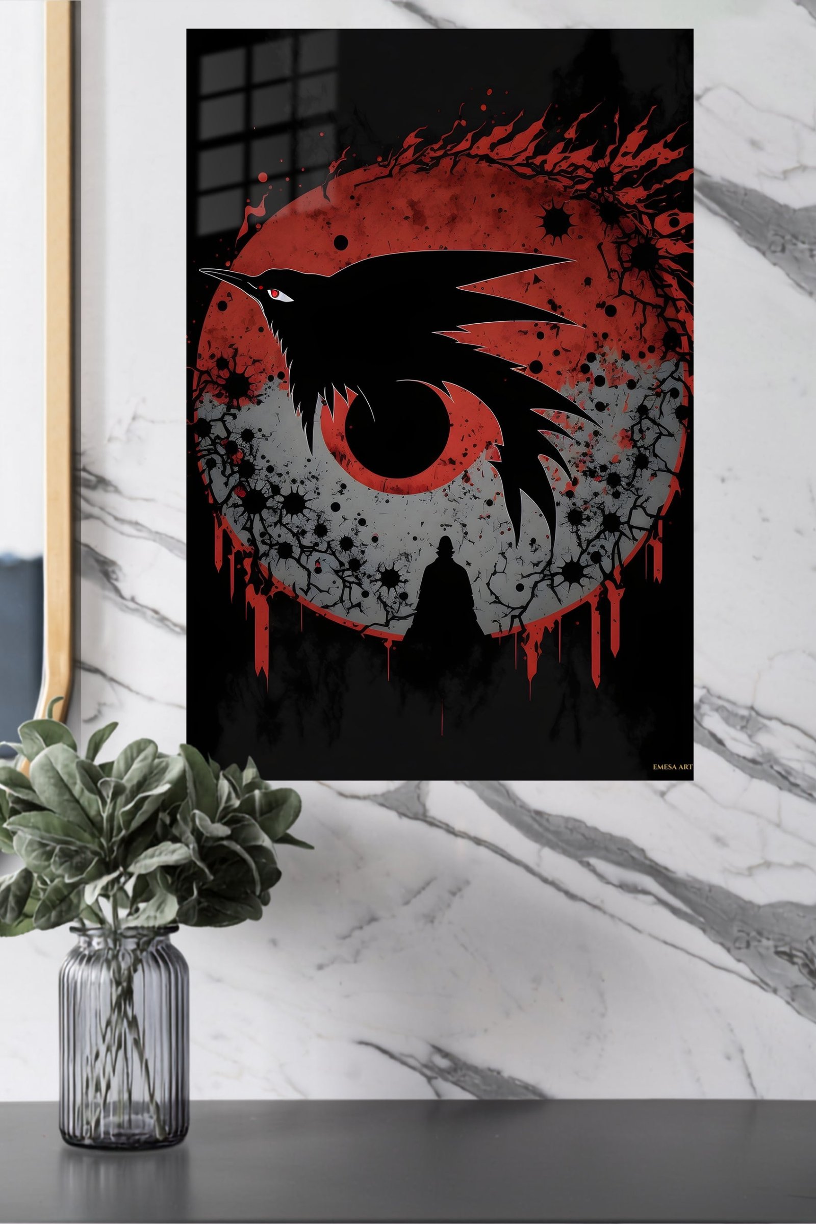 Crimson Moon Raven metal wall art print, view 4