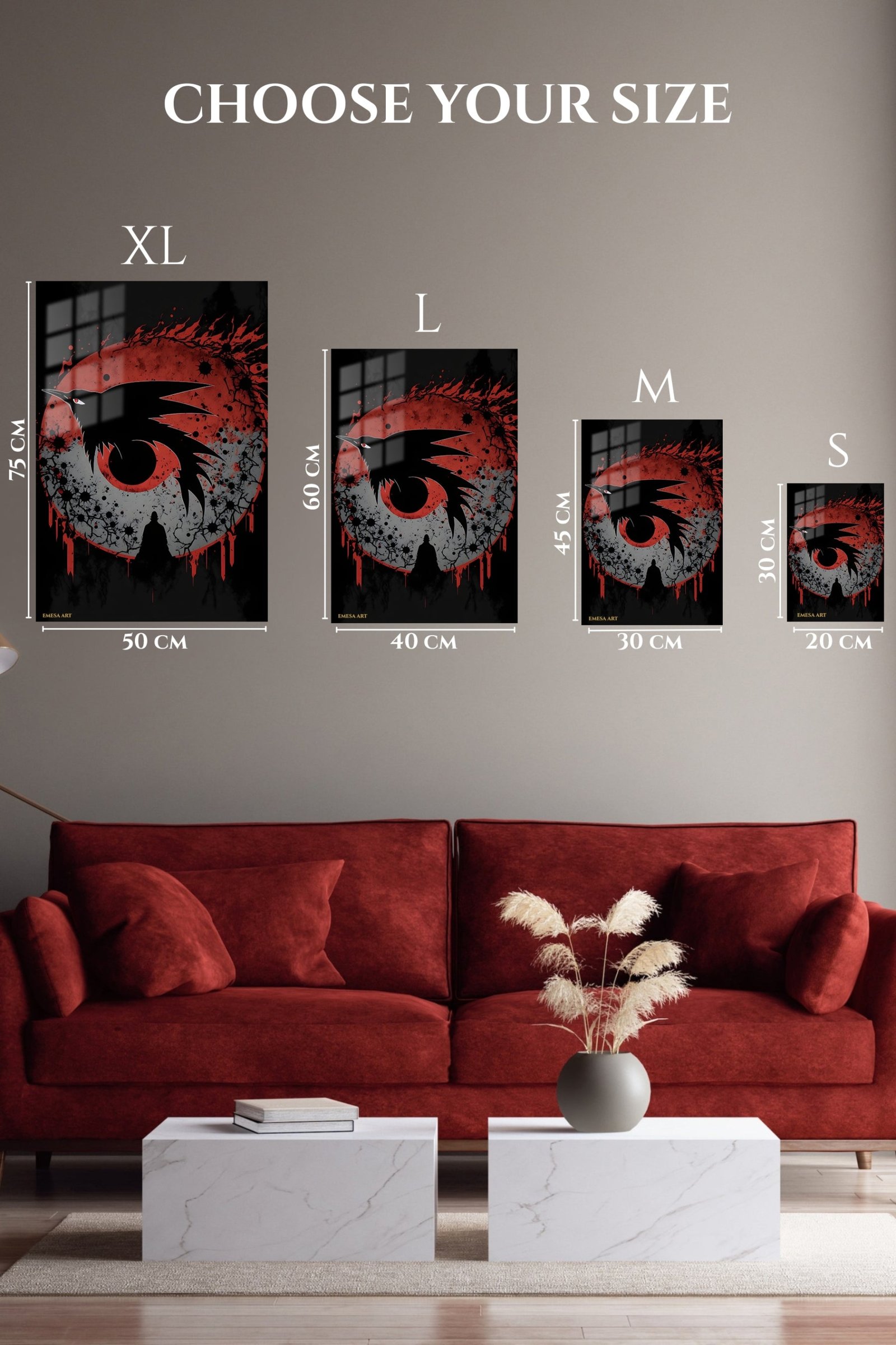 Crimson Moon Raven metal wall art print, view 6