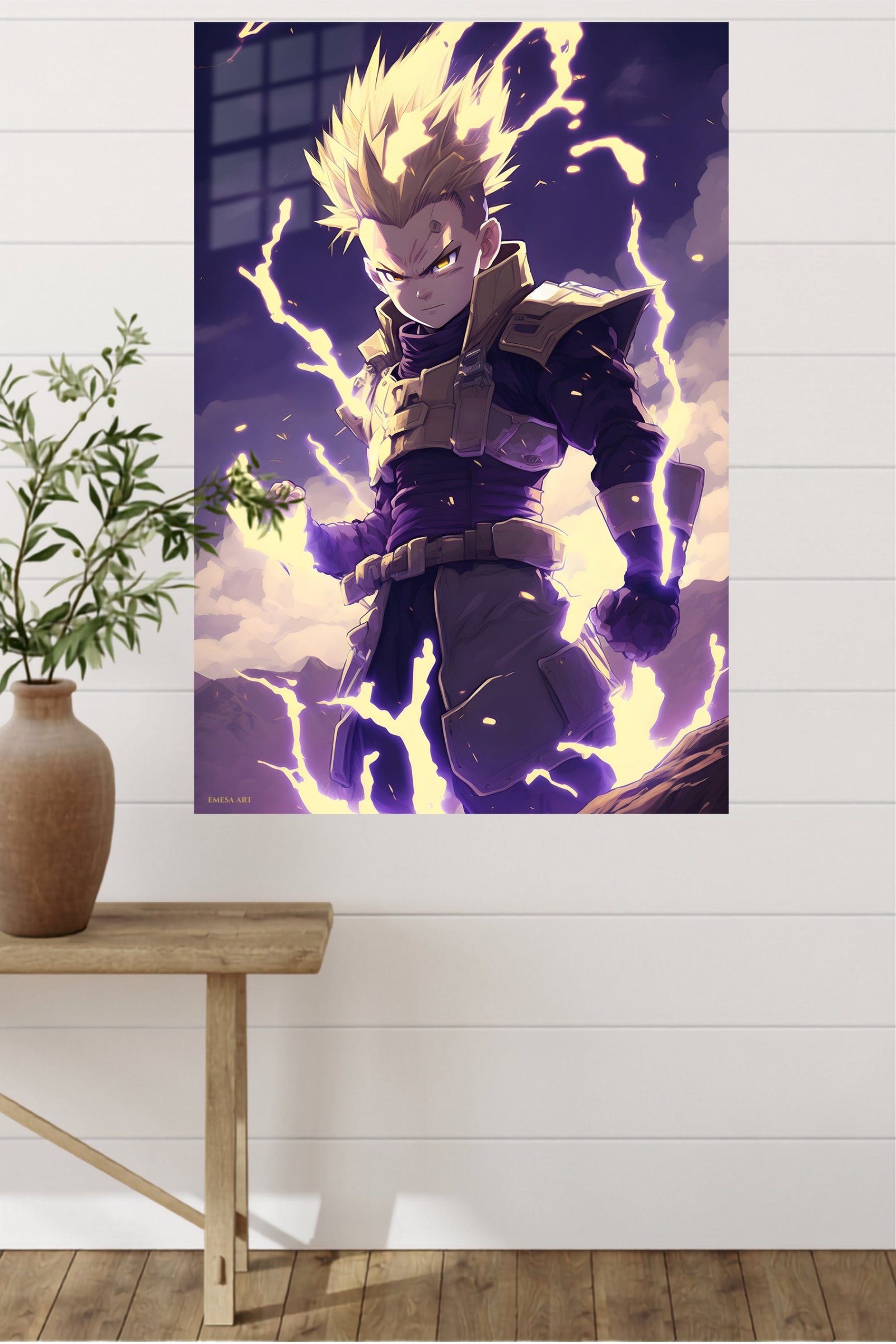 Lightning-Born Fantasy Warrior metal wall art print, view 4