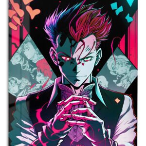 Neon Trickster Portrait metal wall art print