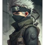 Silver-Haired Tactical Warrior metal wall art print