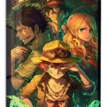 Goggled Adventurers in Emerald Light metal wall art print