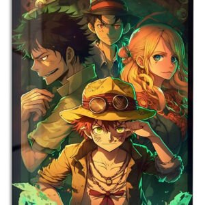 Goggled Adventurers in Emerald Light metal wall art print