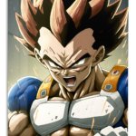 Roaring Spiky-Haired Warrior metal wall art print