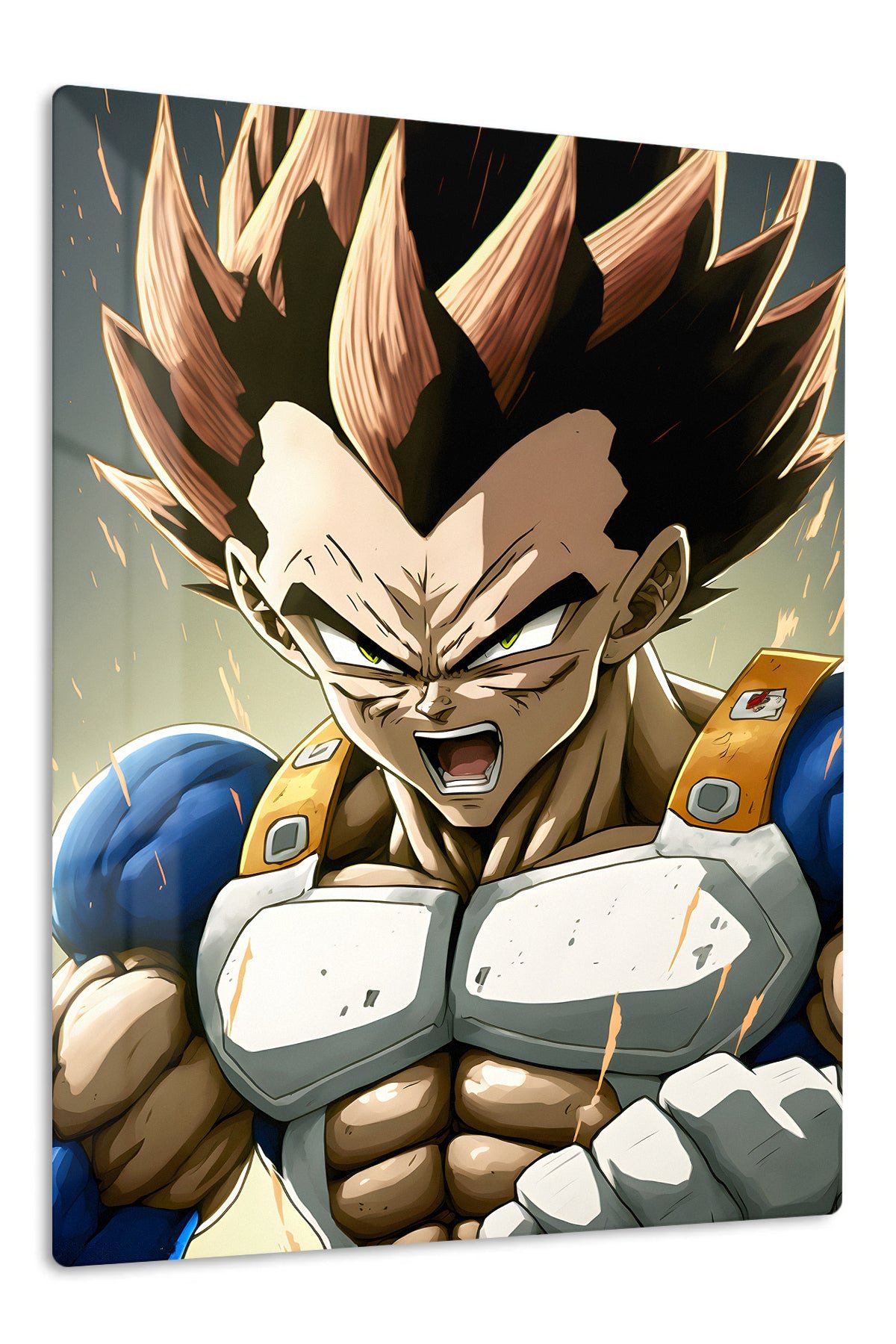 Roaring Spiky-Haired Warrior metal wall art print