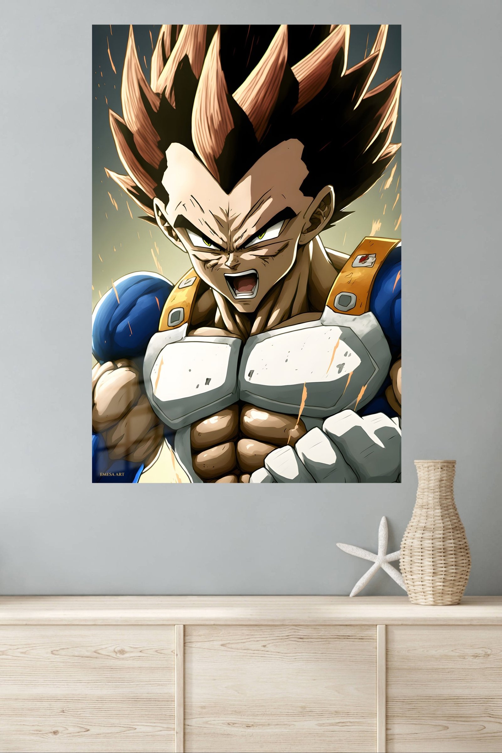 Roaring Spiky-Haired Warrior metal wall art print, view 4