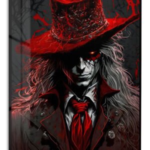 Crimson Shadow Hat metal wall art print