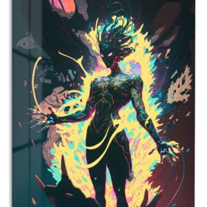 Neon Shadow Guardian metal wall art print