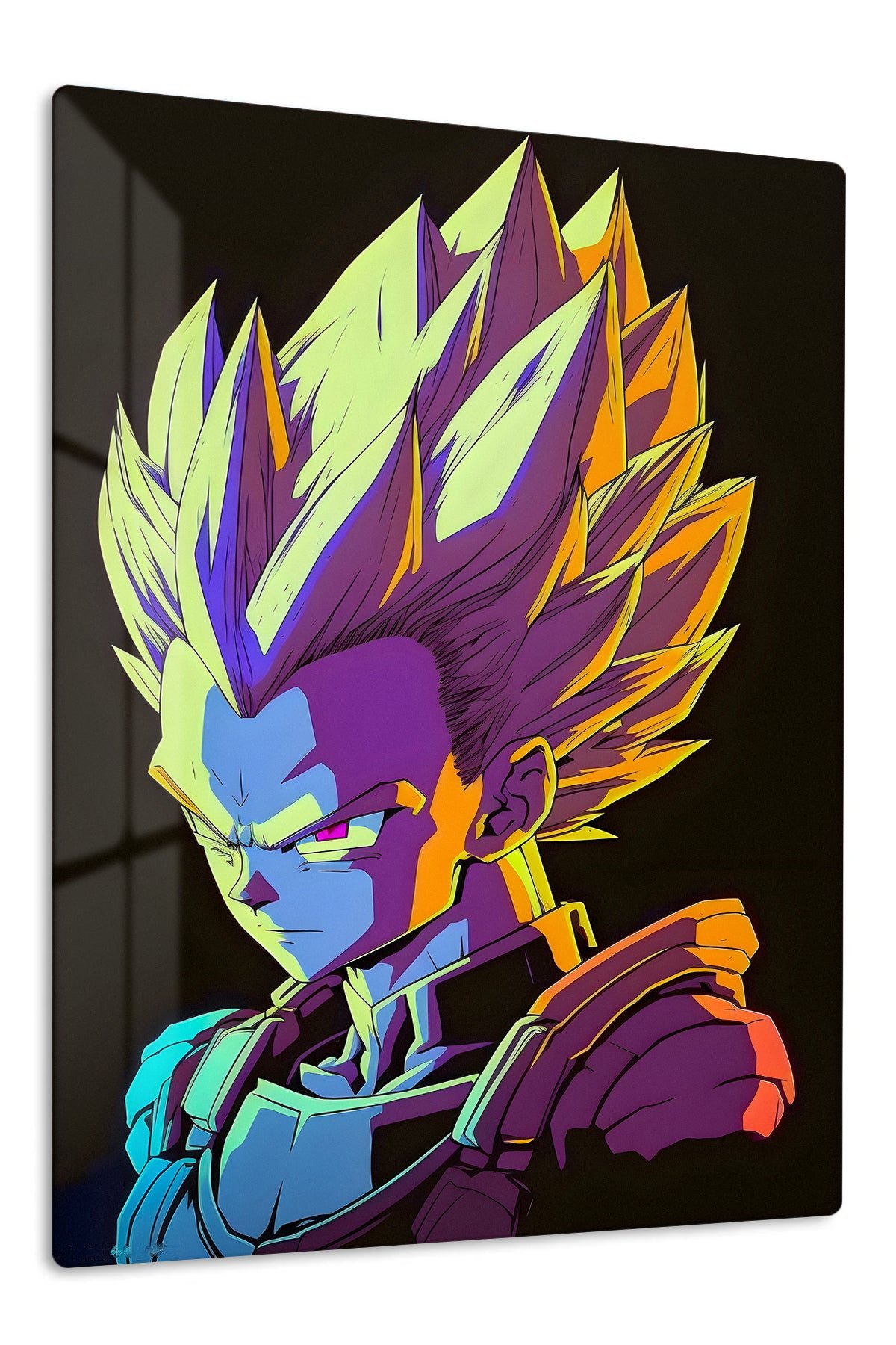 Neon Spiked-Hair Warrior Portrait metal wall art print