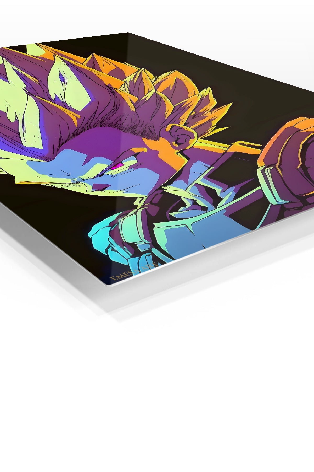 Neon Spiked-Hair Warrior Portrait metal wall art print, view 2