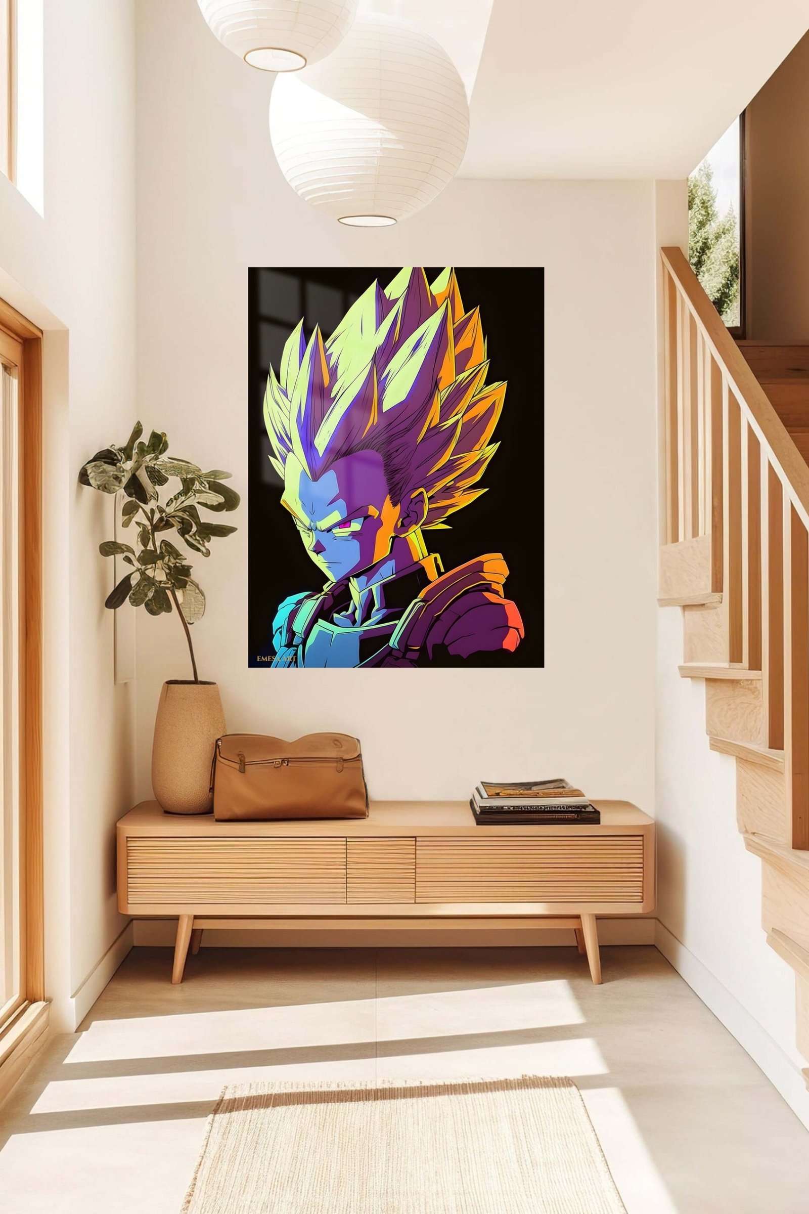 Neon Spiked-Hair Warrior Portrait metal wall art print, view 5