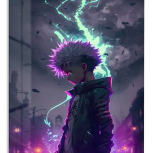 Neon Storm Wanderer metal wall art print