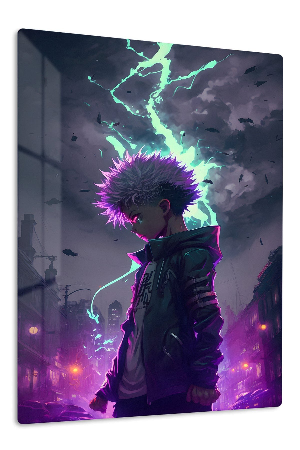 Neon Storm Wanderer metal wall art print