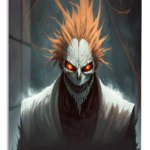 Flame-Haired Skull Guardian metal wall art print
