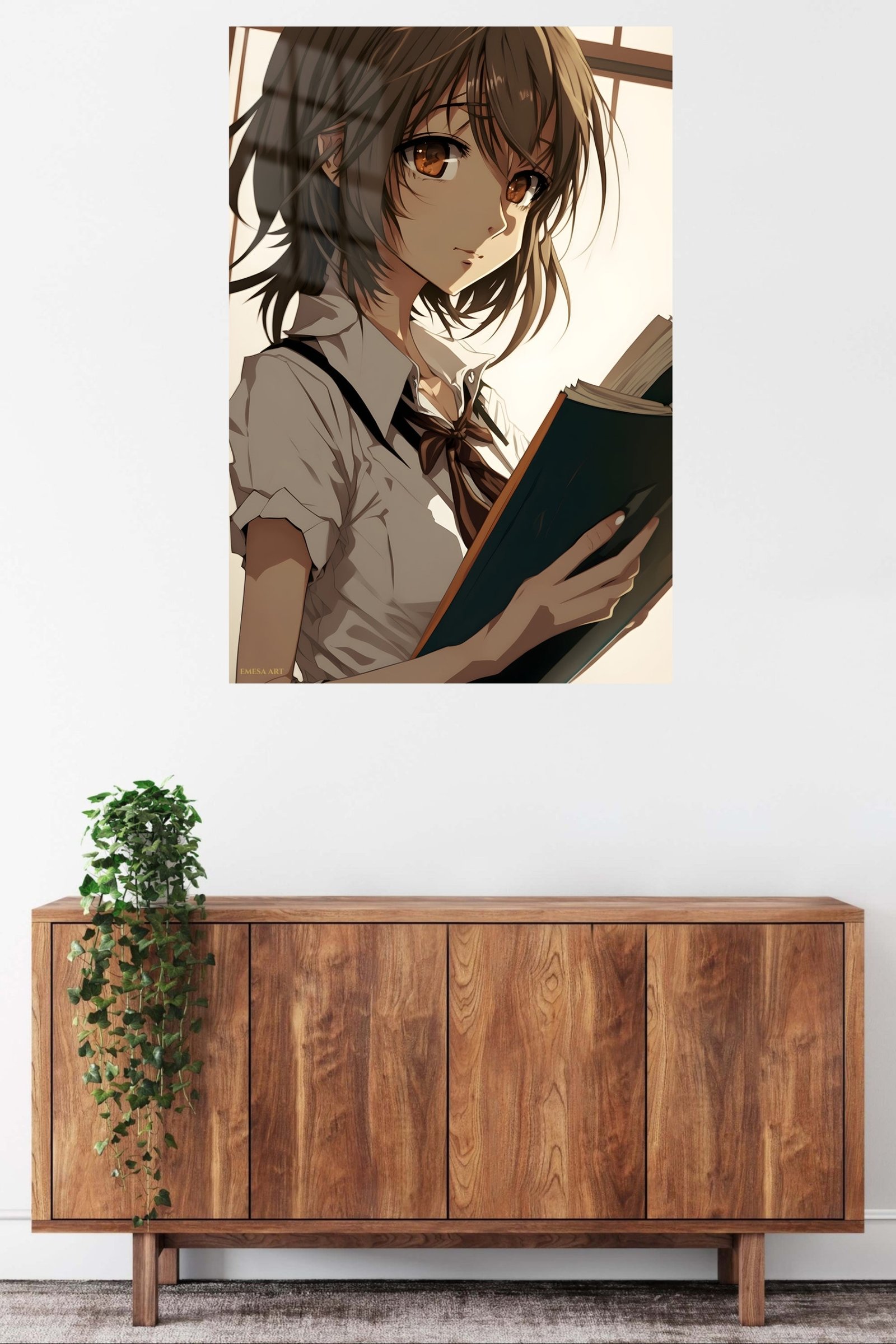 Sunlit Student with Open Book metal wall art print, view 5