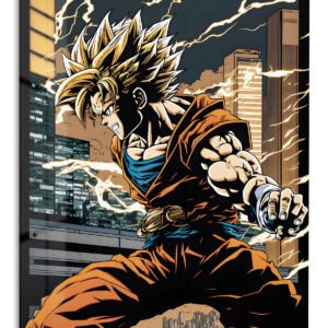 Lightning City Warrior metal wall art print