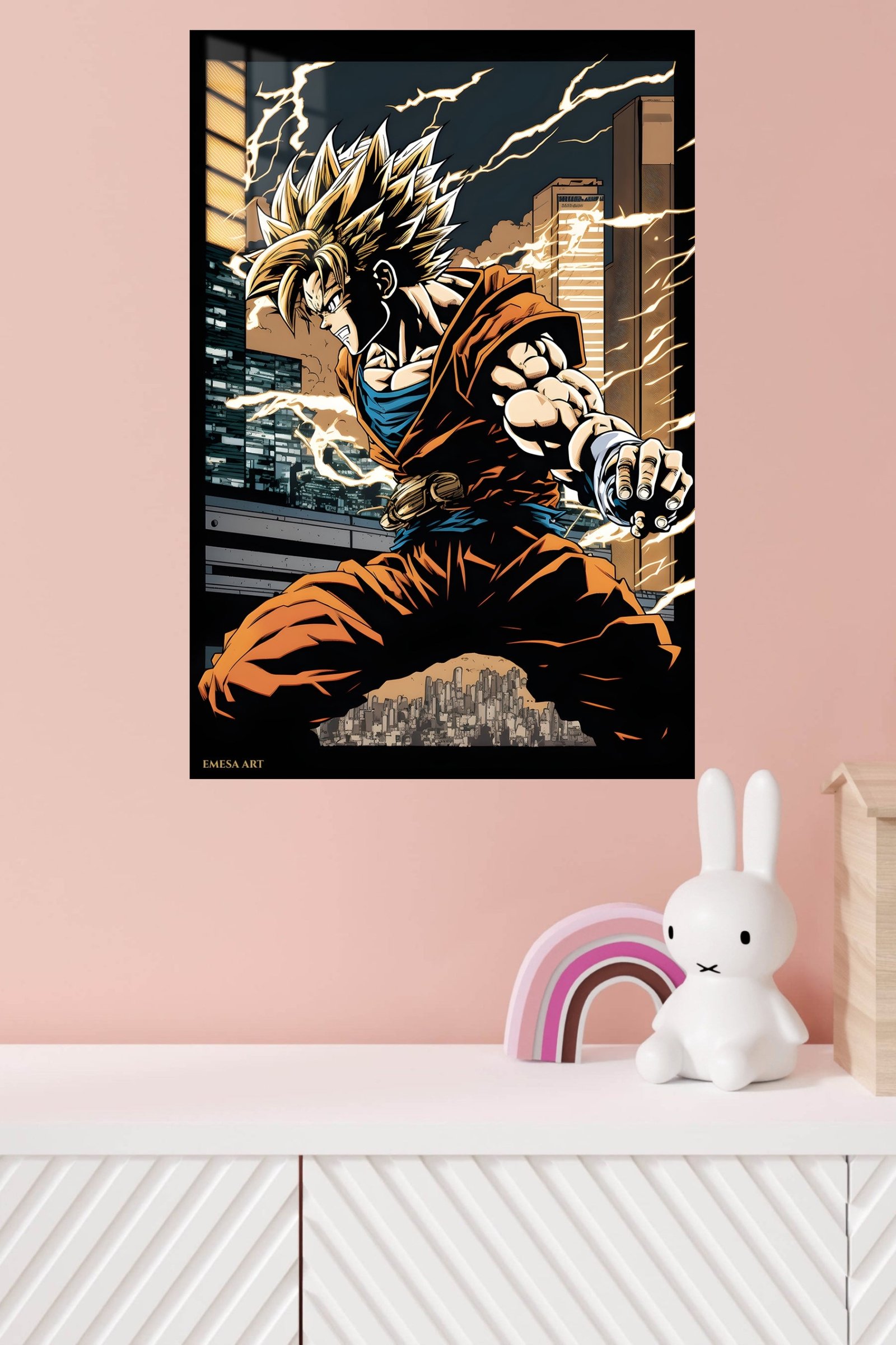 Lightning City Warrior metal wall art print, view 4