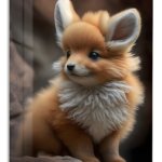 Golden Fox Kitten Portrait metal wall art print
