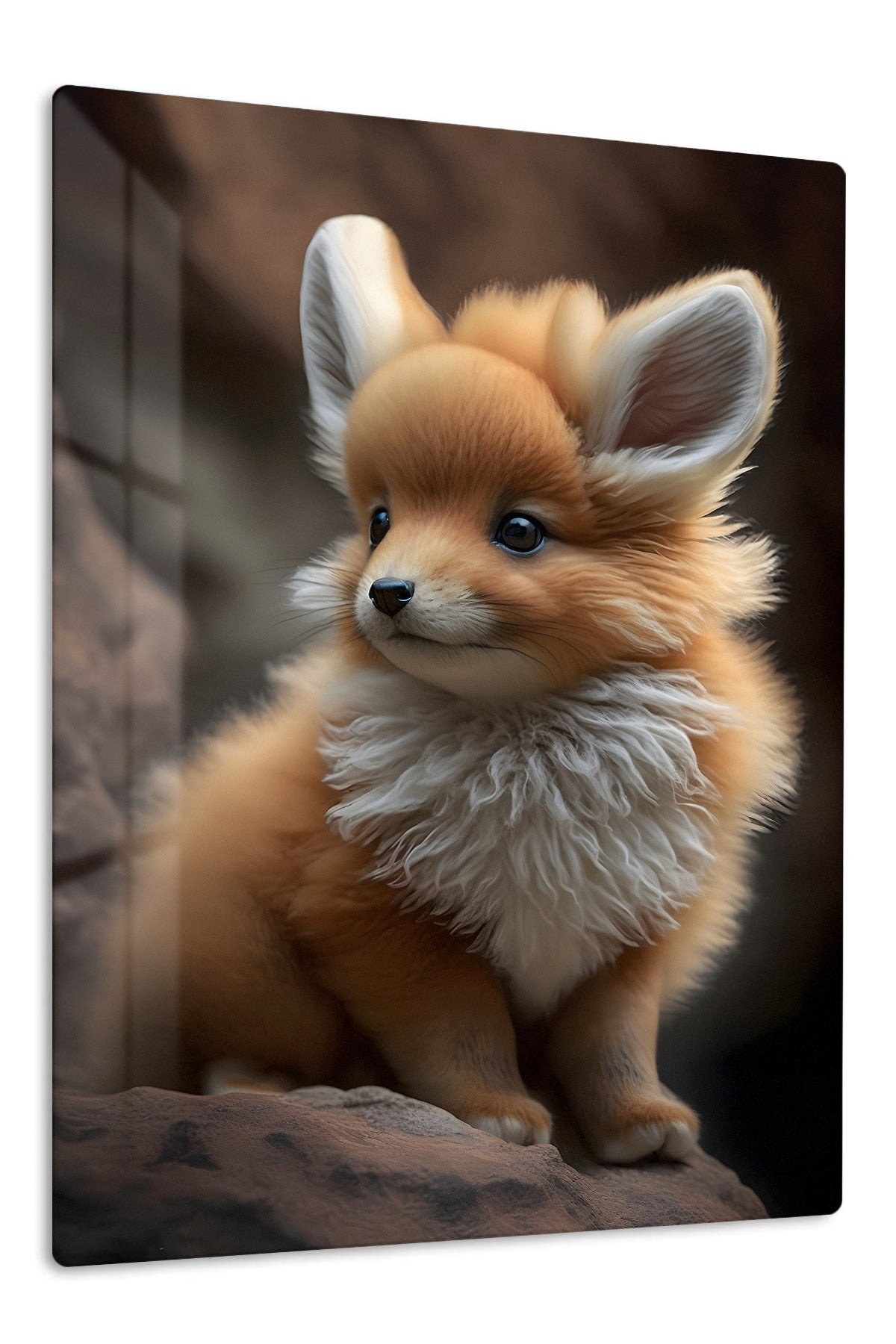 Golden Fox Kitten Portrait metal wall art print