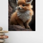 Golden Fox Kitten Portrait metal wall art print, view 4