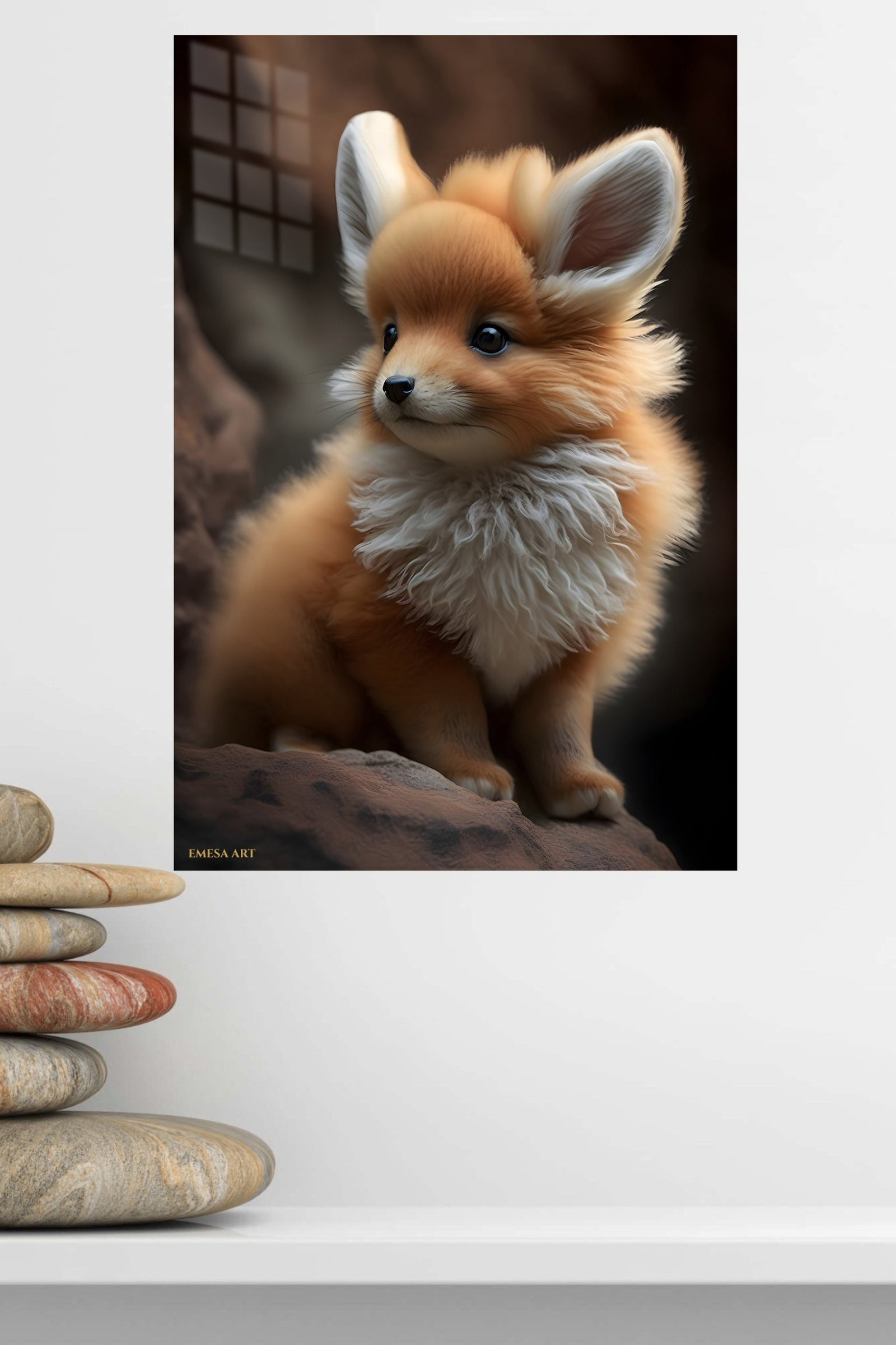 Golden Fox Kitten Portrait metal wall art print, view 4