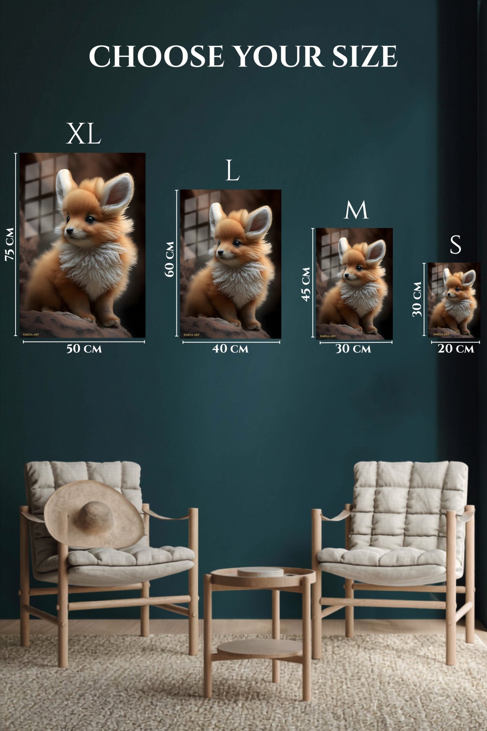 Golden Fox Kitten Portrait metal wall art print, view 6