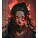 Ember-Eyed Warrior metal wall art print