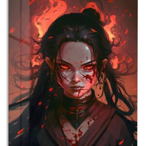 Ember-Eyed Warrior metal wall art print