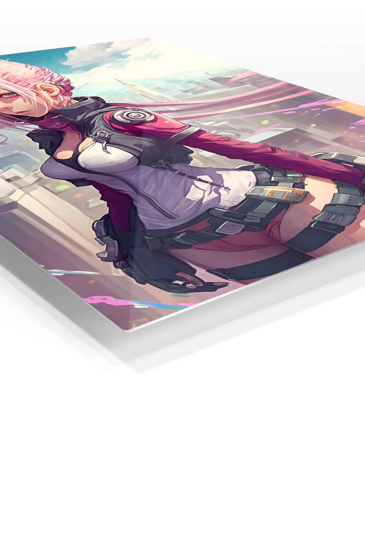 Pink-Haired Cyberpunk Sentinel metal wall art print, view 2