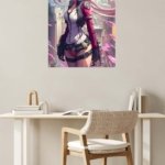 Pink-Haired Cyberpunk Sentinel metal wall art print, view 5