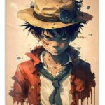 Goggle Hat Adventurer Portrait metal wall art print