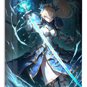 Azure Blade Knight metal wall art print