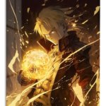 Golden Arcane Warrior metal wall art print