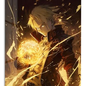 Golden Arcane Warrior metal wall art print