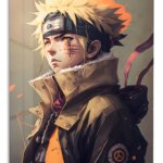 Ember-Eyed Ninja Portrait metal wall art print