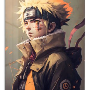 Ember-Eyed Ninja Portrait metal wall art print