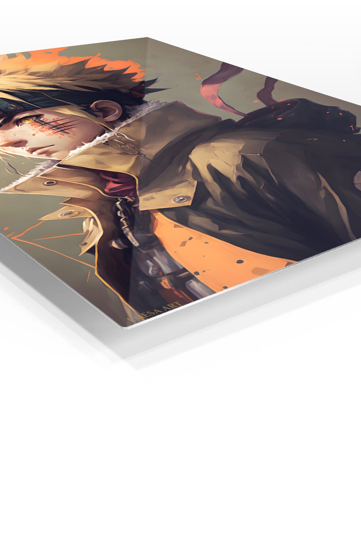 Ember-Eyed Ninja Portrait metal wall art print, view 2